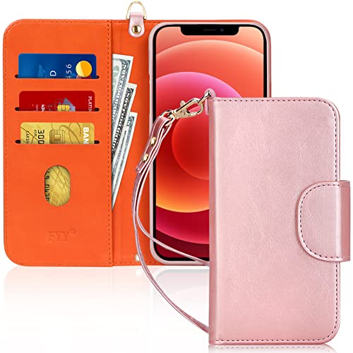Fyy FYY-AU-H-888-IPHONE-12-6.1-RGD Compatible With Iphone 12 Case/Iphone 12 Pro Case, [Kickstand Feature] Luxury Pu Leather Wallet Case Flip Folio Cover cover