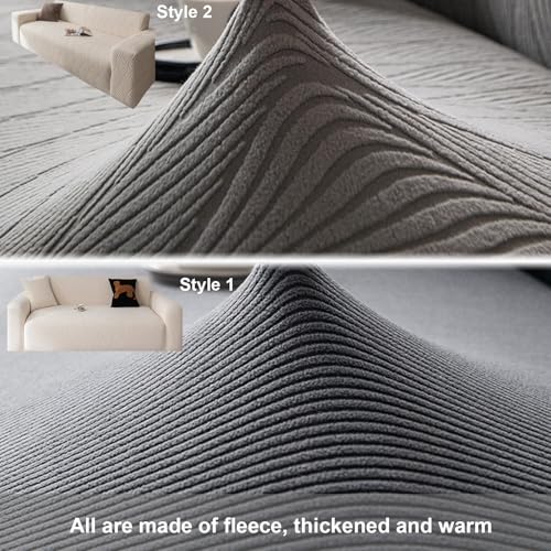YHXAIQ Elastischer Alles inklusive Sofaschoner, Polarfleece Couch Cover mit Überzug, Rutschfester Universeller Sofabezug für 2/3/4-Sitzer(Beige 1,90-140 cm)