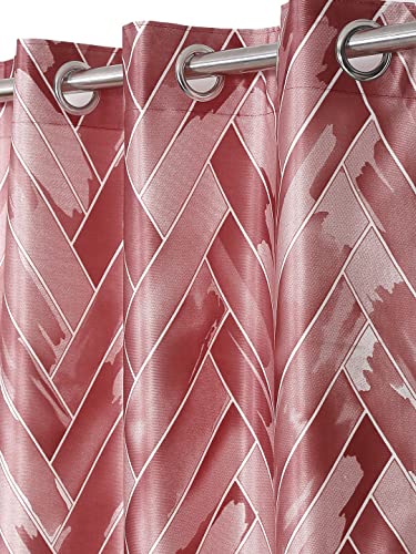 Image of Home Sizzler 1 Piece Geometrical Panel Eyelet Polyester Window Curtain - 6 Feet, Maroon