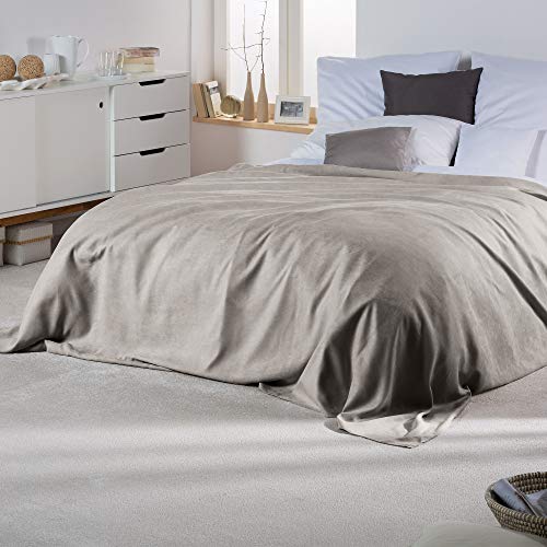Beautissu Tagesdecke 210x280 cm Überwurfdecken für Sofa Romantica Wildleder-Optik Überwurf Bettabdeckung Tagesdecken Bettüberwurf & Sofaüberwurf Decke Sofa Überwurfdecke Bett Tagesdecke Grau Hell