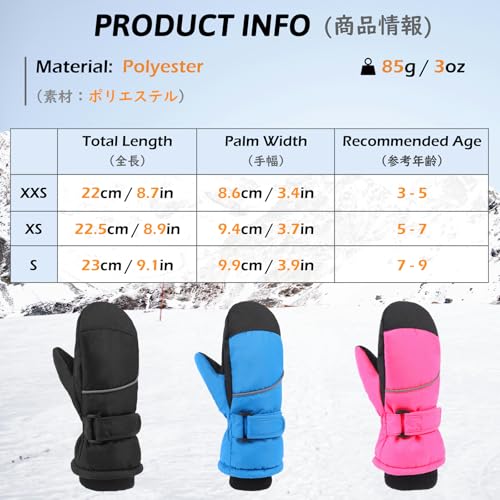 Image of TRIWONDER Kids Winter Snow Mittens, Waterproof Ski Gloves Boys Girls 3-5T