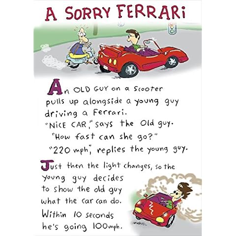 A Humorous Ferrari Birthday Greeting Card Cover