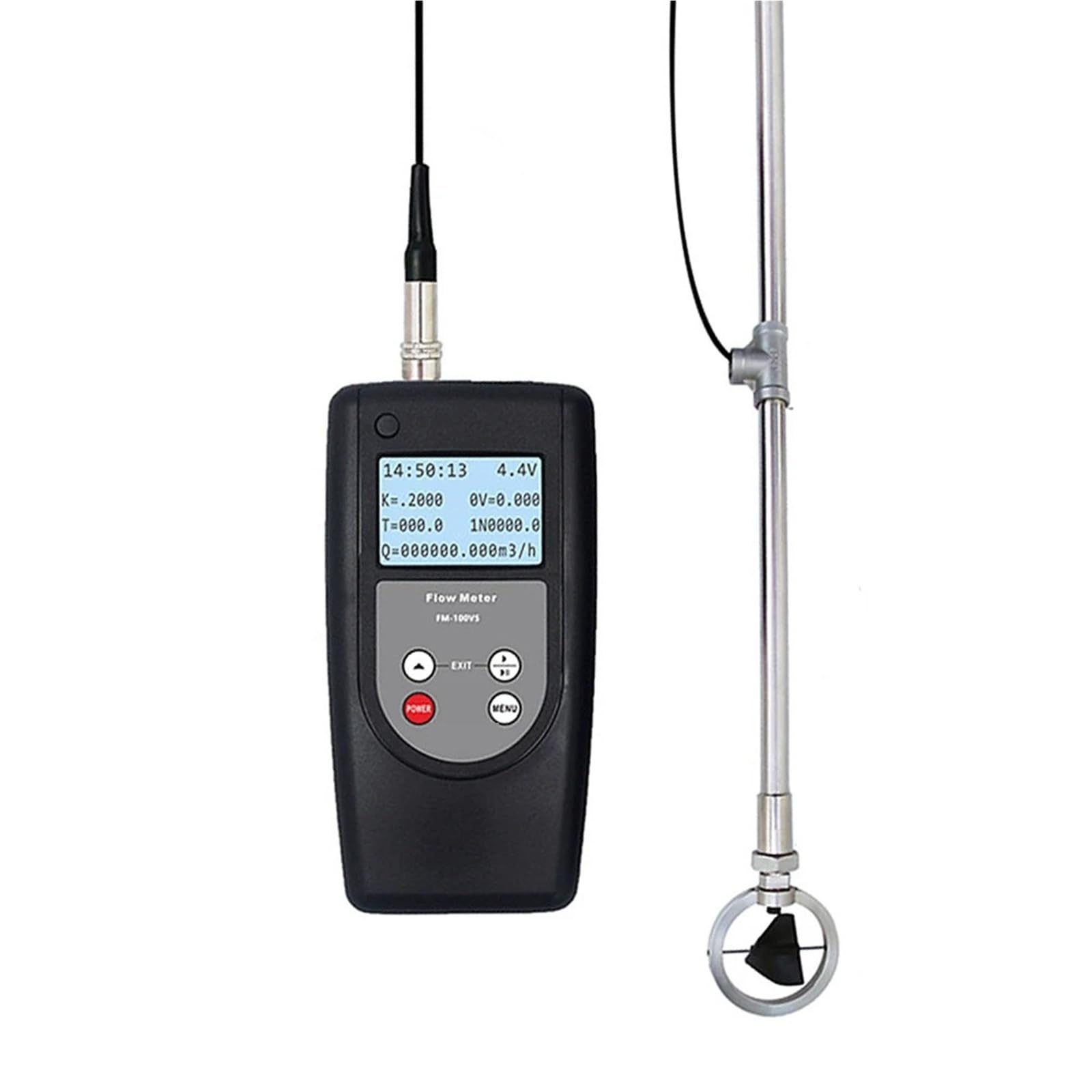 Digital Flow Meter, FM-100V5 Portable Flow Meter Flowmeter, Water 0.01-5.00 M/s, Irrigation Field Reservoir River Open Channel,for Outdoor Gardens