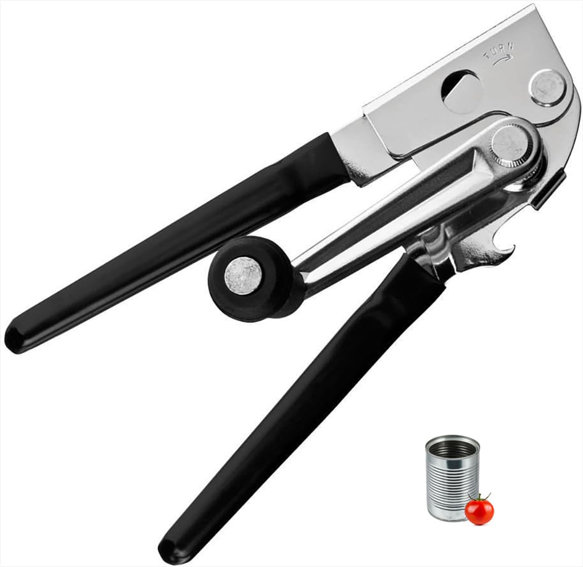 Heavy Duty Can Opener Manual - CubeGoods Easy Crank Can Opener Commercial Large Ergonomic Handheld - Swing Grip Design - Built in Bottle Opener - Stainless Steel Can Opener