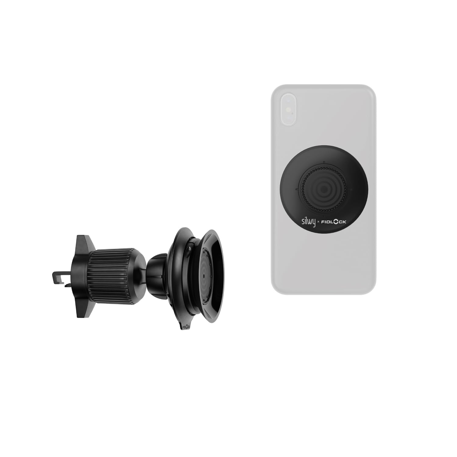 silwy Magnet-Vacuum-Handyhalterung fürs Auto-Lüftungsgitter – inkl. Magnet-Vakuum-Patch, 360° drehbar, einhändig bedienbar