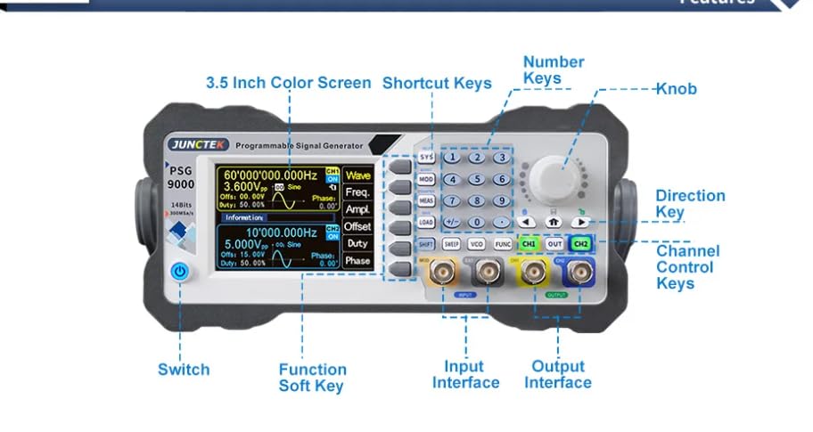 BEINME PSG9060 60MHz Programmable Digital DDS 2channel Function Signal Generator, gray