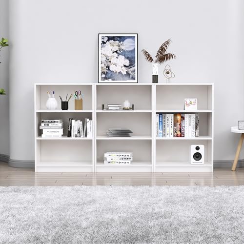 Image of Bniture Engineered Wood Bookshelf for Home | Multipurpose Wooden Book Shelf for Study Room, Home Decor Storage Rack, Showcase Organizer for Living Room, Bedroom, Office | Frosty White