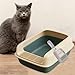 ＫＬＫＣＭＳ Open Top Cat Litter Tray Pet Litter Pan Cat Sandbox Semi Closed Heighten Kitten Litter Tray with Spoon for Pet Toy Cat Kitten, Large