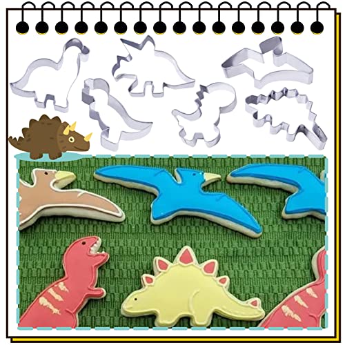 Dinosaur Cookie Cutters,Hitsuki Stainless Steel Cookie Cutter Metal Cookie Cutters Fun Dino Cookie Cutters,Dinosaur Cookie Cutters For Kids Dinosaur Pancake Molds,6 Pcs #TOP2