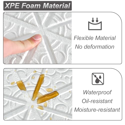 Baldosas de techo 3D autoadhesivas de espuma con acabado floral para renovar el salon pack de 40 8