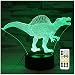 ZOKEA Night Light 3D lamp 7 Colors Changing LED Nightlight with Smart Touch & Remote Control 3D Night Lights for Kids or as Gifts for Women Kids Girls Boys (Dinosaur Spinosaurus)