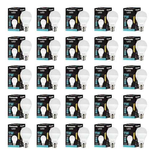Panasonic 9 Watt LED Bulb, B22 Base 9W Bulb Light For Home, 25000+ BH with 1 Year Warranty, 6500K Cool Day Bulb (Pack of 25)