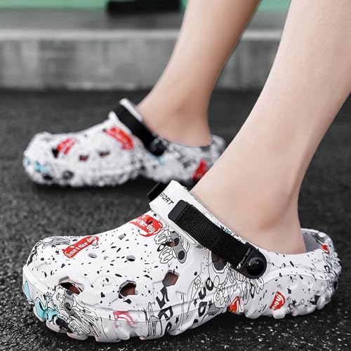 Image of SECHRITE Men's Clogs Athletic Sports Outdoor Slip-on Mules with Cushion Beach Non Slip Home Sandals with Adjustable Back Strap - River Edge