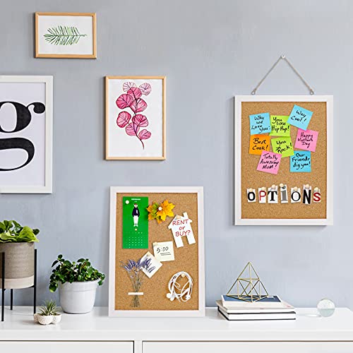 Uquelic 2 Pack Cork Board For Walls, 16’’X 12’’ Pin Boards, Decorative Bulletin Board, Hanging Vision Board For School Office Home Room Decor, With 20 Wooden Push Pins ( White) #TOP3