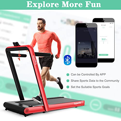 Image of Goplus 2 in 1 Folding Treadmill, 4.75HP Superfit Under Desk Electric Treadmill with APP Control, LED Touch Screen, Blue Tooth Speaker, Remote Control, Walking Jogging for Home Office