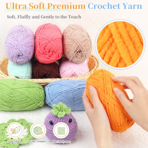 Image of Coopay 20 Colors Skinny Chenille Yarn for Crochet & Creative Craft Projects | Sport Weight Yarn Set (#2) - 1.76oz /156yds Each, Soft Crochet Yarn for Dolls, Blankets, Decorative Handmade Works