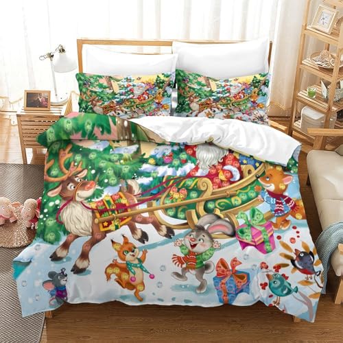 Housse de couette Noël hypoallergénique zippée pour lit simple