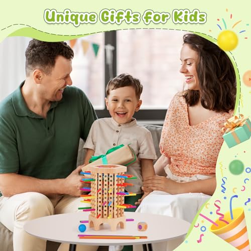 Juego de mesa Montessori de madera con 36 palitos y dados miniatura 4