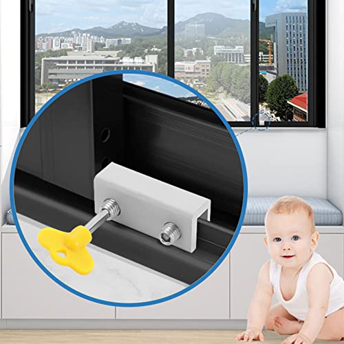 3pcs Fechaduras de Janela de Porta Deslizante, Fechaduras Anti-roubo Livre de Perfuração Restritor d