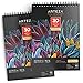 ARTEZA 9X12" Black Sketch Pad, Pack of 2, 60 Sheets (90lb/150gsm), 30 Sheets Each, Spiral-Bound, Heavyweight Paper, Perfect for Graphite & Colored Pencils, Charcoal, Oil Pastels, Gel Pens, Chalk, Ink