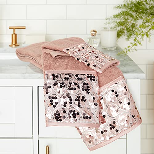 Popular Bath Sinatra Modern Bathroom Towel Set 3 Piece Towel Bath Towel, Hand Towel And Wash Towel Luxury Contemporary Decor Bling Bath Towel Sets Soft, Plush And Highly Absorbent, Blush #TOP5