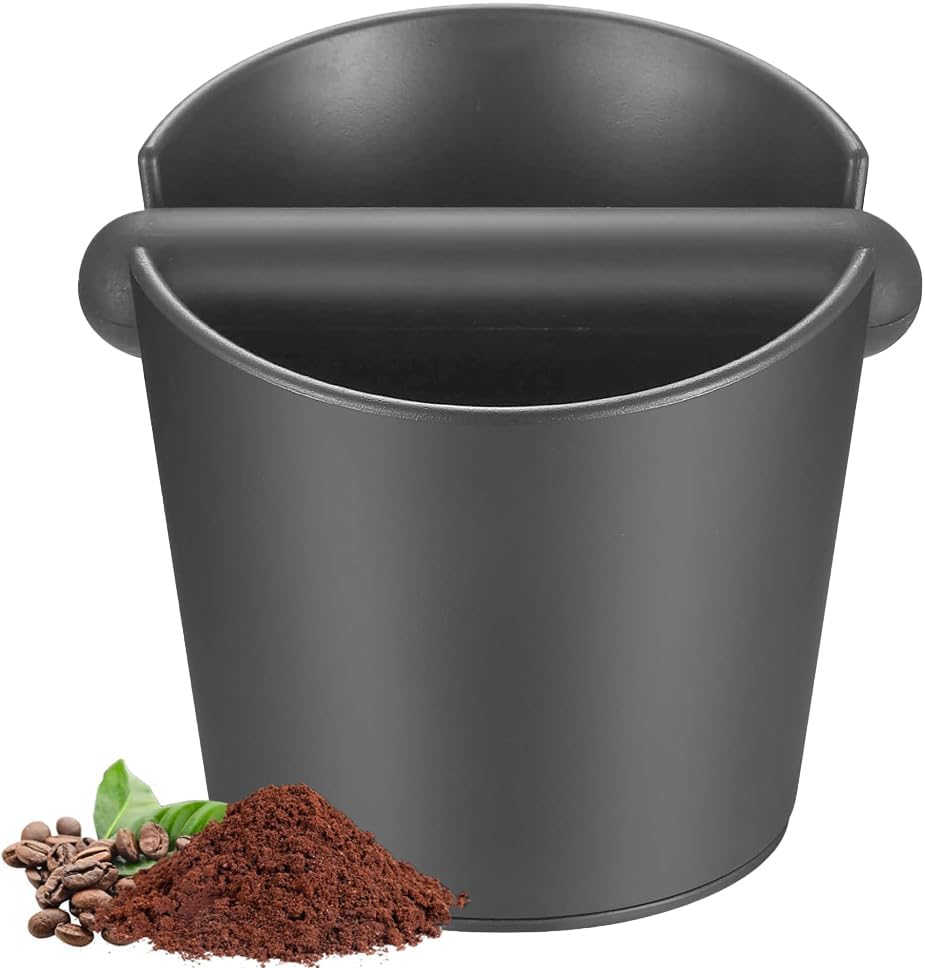 Coffee Knock Box, Non-Slip Coffee Grounds Container, 12.2cm/4.8in Espresso Coffee Knock Box Coffee Knock Box Rubber Coffee Grounds Knock Box Coffee Grounds Container (Black)