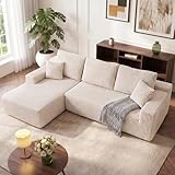 HOMRELEXA 267cm Ecksofa mit Schlaffunktion, Corduroy Boneless Couch, Modulares Schlafsofa L Form...