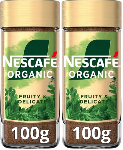 NESCAFÉ GOLD ORGANIC aroma y sabor, café soluble 100% arábica, certificado por Fairtrade, frasco de vidrio, 100 g (Paquete de 2)