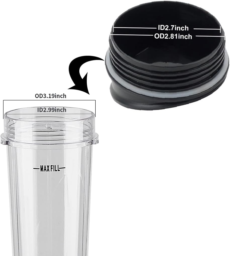 Replacement Parts Lids for Single Serve 16oz cups,Compatible with ninja Blender BL660 BL770 BL740 BL771 BL773CO QB3000/QB3000SSW/QB3004/QB3005 (2PCS Spout Lids) - Image 2