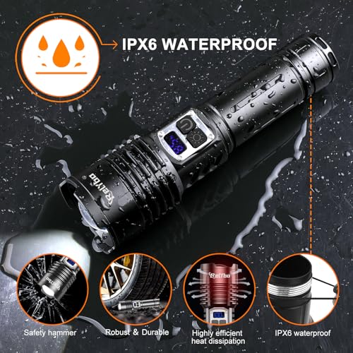 Relybo Torches LED Super Bright 500000 Lumen, Rechargeable Torch Flashlight, Powerful Torches Battery Powered, 2 Switches, 4 Lighting Mode, High Powered Torch for Dog Walking Camping Hiking Emergency - Image 9