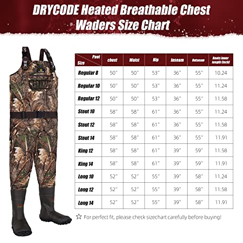 Drycode Chest Waders For Men With 1600G Boots, Waterproof Insulated Duck Hunting Waders For Fishing, Camo #TOP5