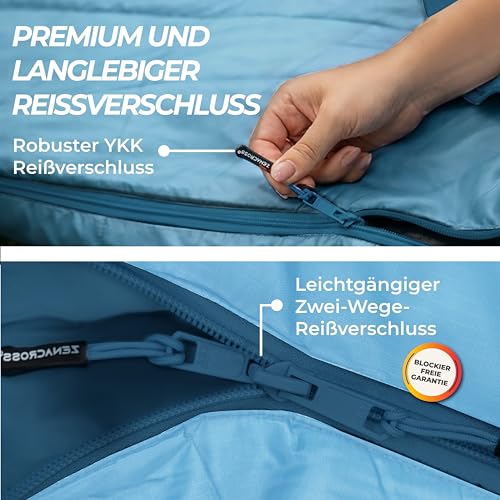 Schlafsack Erwachsene Kinder Sommerschlafsack 100GSM 900g Blau – Ansicht 5