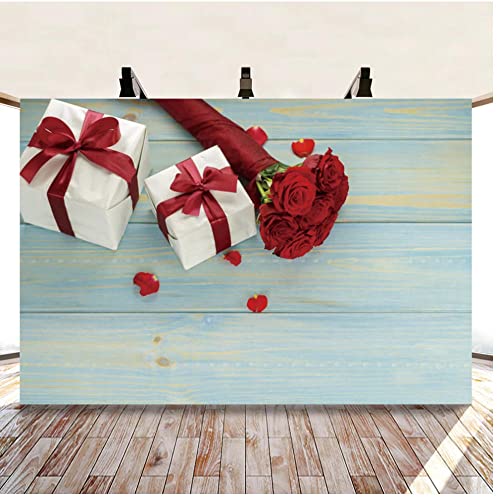 Valentinstag-Holzbretter, Rosenblumen, Fotografie-Hintergründe für Fotostudio, Vinyl, 2,1 x 1,5 m – Bild 4