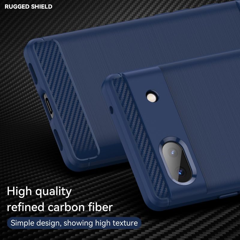Image of Hybrid Carbon Fiber Back Case for Google Pixel 6A (Blue)