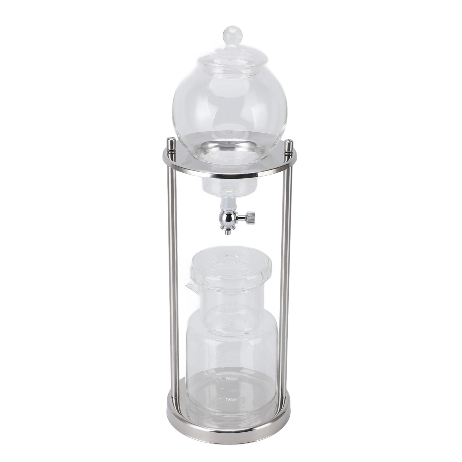 Cafetera con Gotero Ice Cold Brew, Diseño Moderno y Elegante para Oficina en Casa, Torre de Acero Inoxidable de Vidrio de 600ml