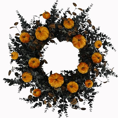 WreathDream 22" Halloween Wreath for Front Door Halloween Door Wreath