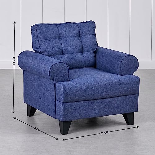 Image of Home Centre | Helios California | Fabric|Solid Wood | 1 Seater Sofas | Blue | 1 Year Warranty
