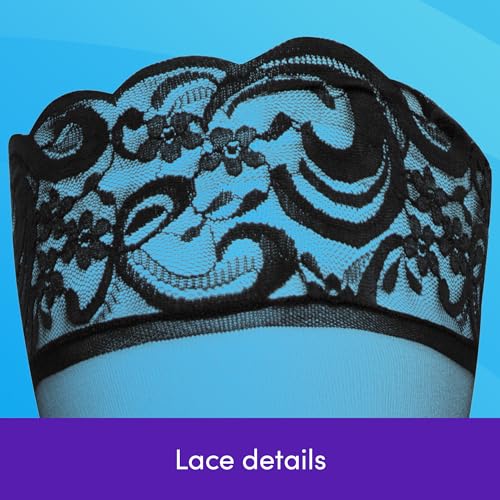 Lovehoney Lingerie Women's Black Sheer Hold Up Stockings - Floral Lace Tops & Silicone Strips - Regular to Plus Size4