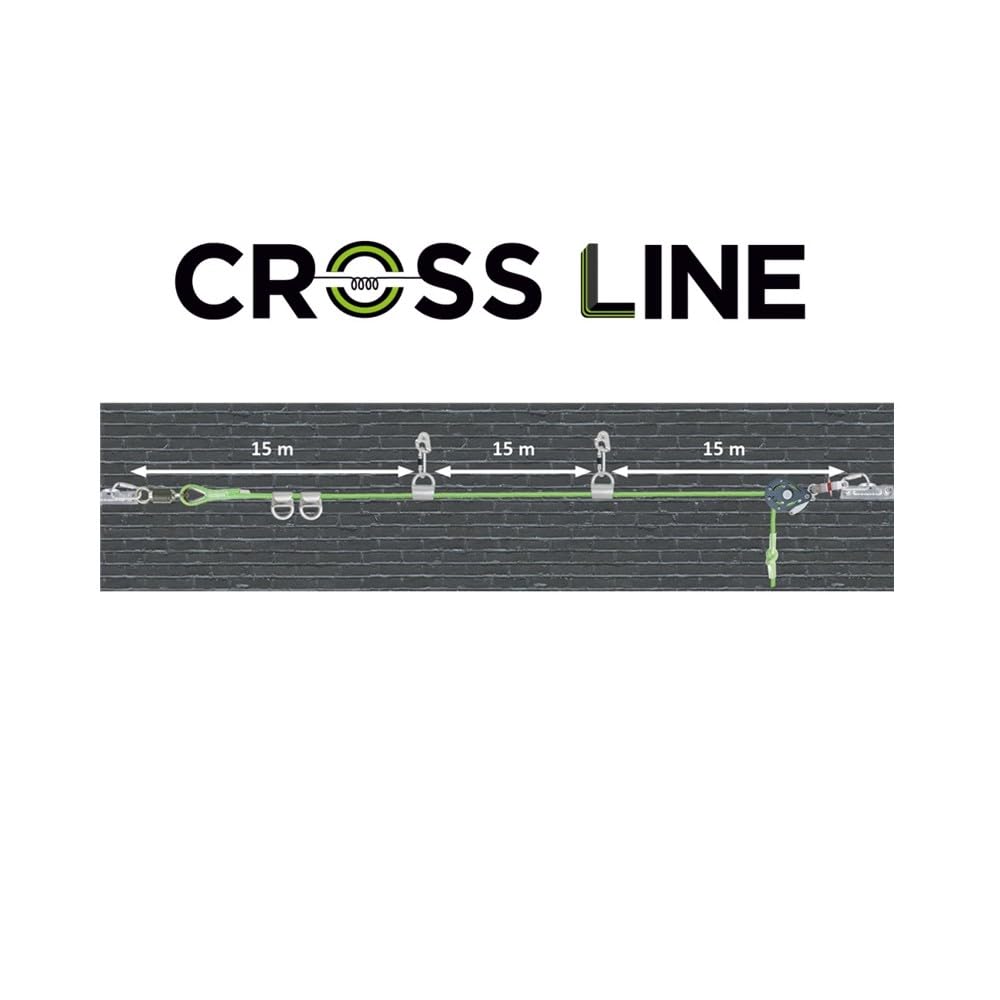 Linea di vita anticaduta CROSS LINE 2 regolabile 5-45mt temporanea orizzontale per 1-4 utilizzatori 4 navette KRATOS SAFETY