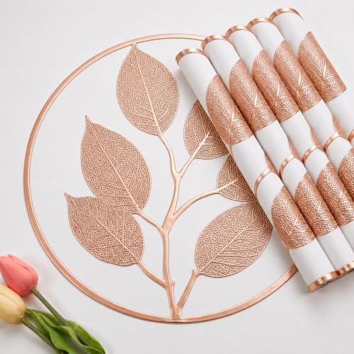 Image of Table Mats Set of 6 | PVC Table Placemats for Dining Table | Waterproof, Heat Resistant & Easy Clean Dining Table Mat Set, Copper