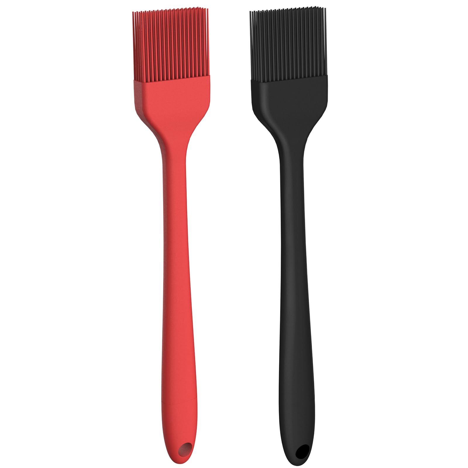 NileHome Silicone Baking Pastry Brush Oil Brush High Temperature Resistant Non-Stick, Suitable for Kitchen Baking, Grilling, Cooking, Black+Red,8in+8in
