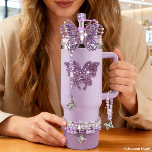 Hpebl 10PCS Flower Accessories for Stanley Cup 30 40oz Tumbler,Purple - image 6