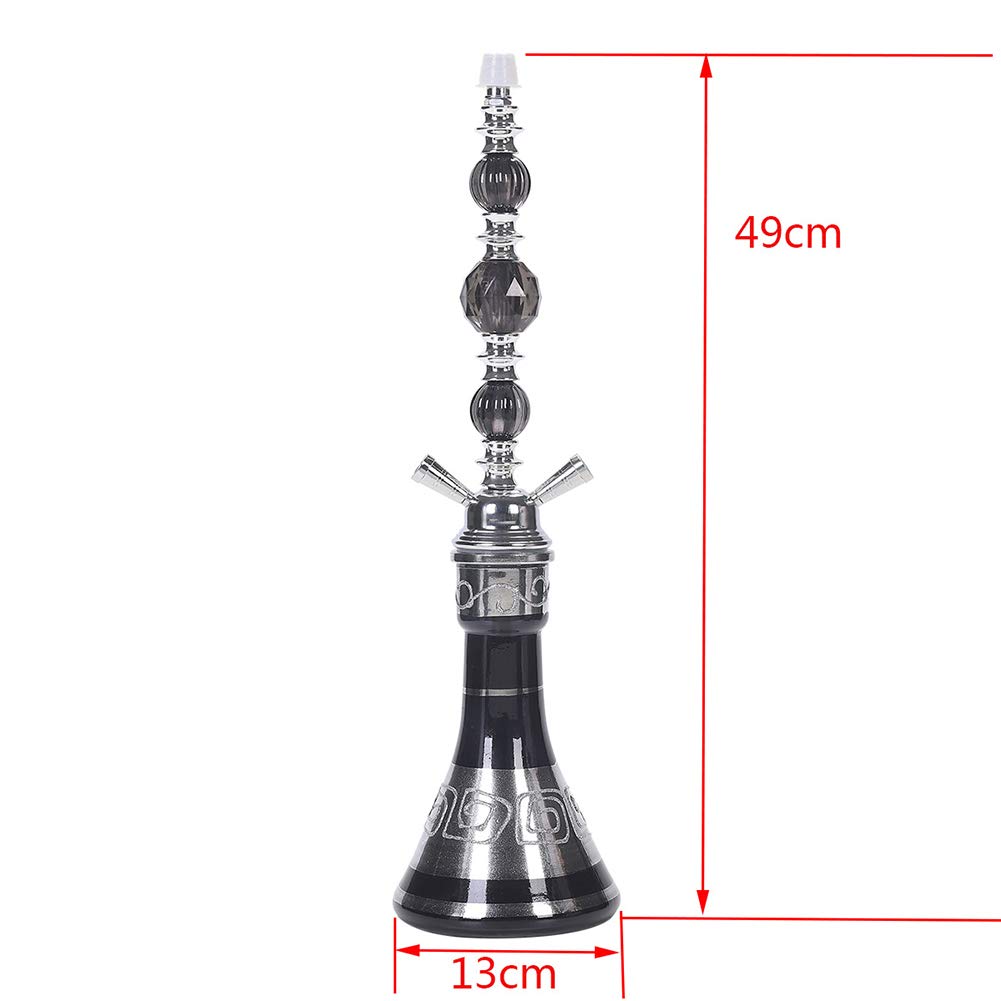 Echte ägyptische Art Kaffee Shisha Shisha, große Doppelrohr Shisha Set, große arabische Doppel Shisha Glas Shisha Set, geeignet für Familien, ausländische Hotels,Schwarz