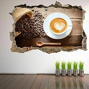 3D-look muur sticker Coffee muur doorbraak muurschildering sticker sticker muur sticker 75X113cm
