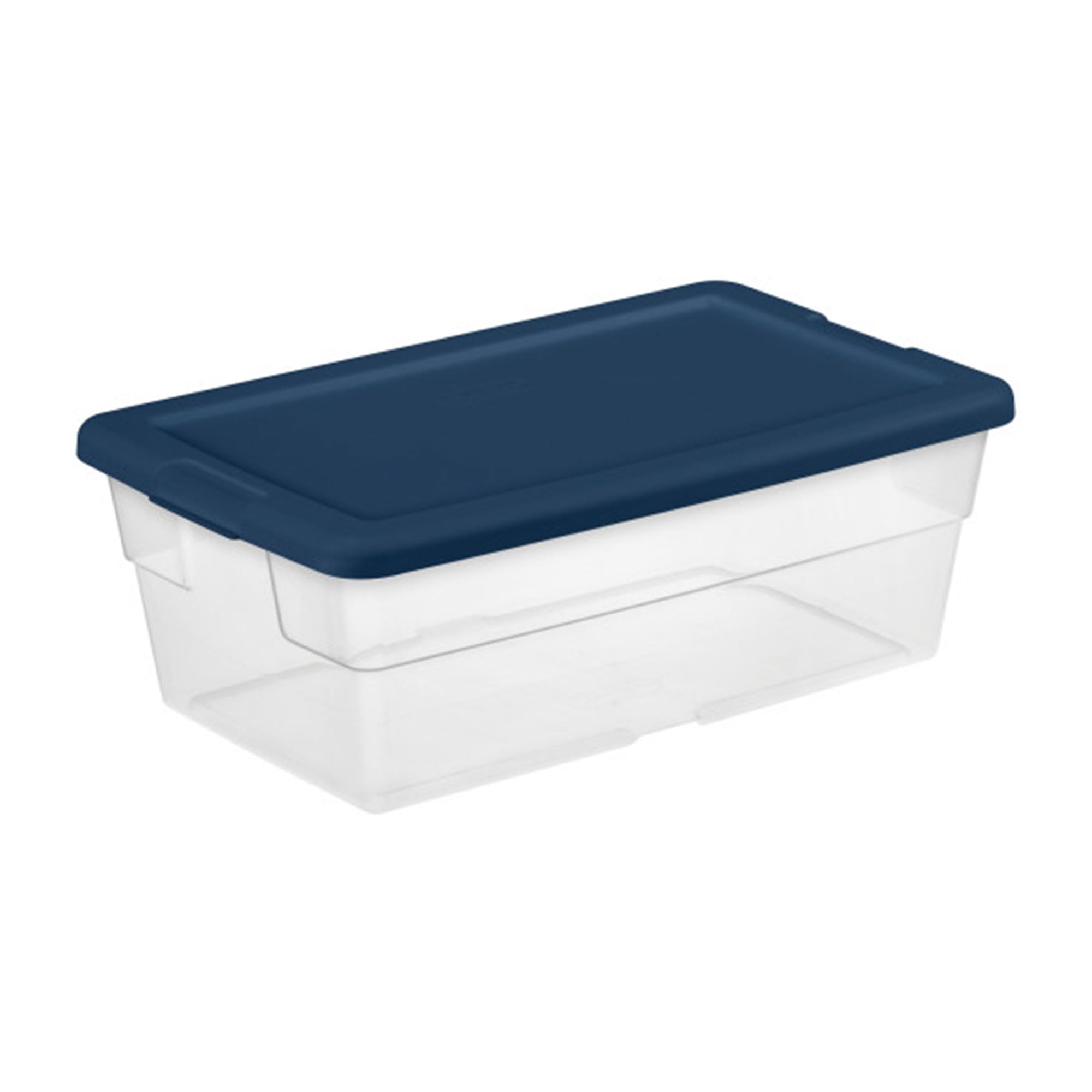 Sterilite Stackable 6 Quart Clear Home Storage Box with Handles and Blue Lid for Efficient, Space Saving Household Storage and Organization, 5 Pack (similar not exact)