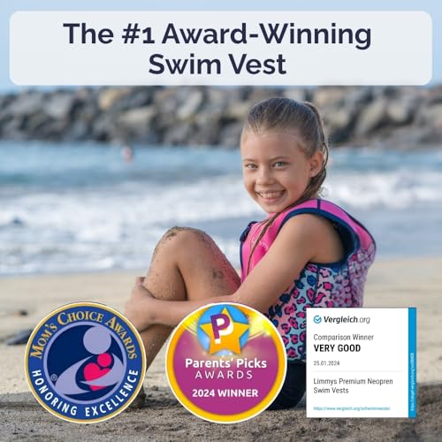 Limmys Premium Kids Swim Vest - Toddler Swim Jacket and Buoyancy Swimming Aid - Modern Design Swimming Vest for Boys, Girls and Babies - with Drawstring Bag