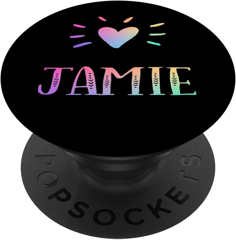 Jamie Gift Heart Rainbow Watercolor Love Heart Name Jamie PopSockets PopGrip: Swappable Grip for Phones & Tablets