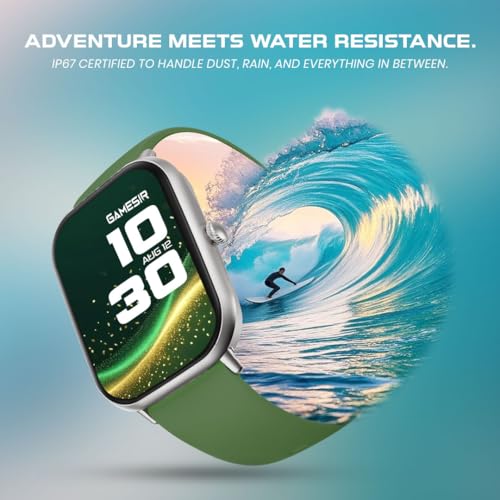Image of GameSir H9 Smartwatch - Big Display | Bluetooth Calling | Heart Rate & SpO2 Monitor | 100+ Sports Modes | Long Battery | IP68 Waterproof | TFT Display | Design for Men & Women (Light Green)