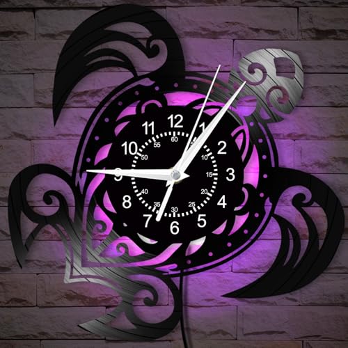 Reloj de pared tortuga marina con LED de 12 pulgadas miniatura 3