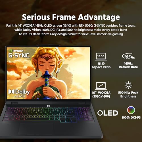 Image of Lenovo Legion Pro 5 16 inch WQXGA 165Hz Gaming Laptop, AMD Ryzen 7 8745HX, GeForce RTX 5060 8GB GDDR7, 64GB DDR5, 3TB Storage (2TB SSD&1TB Docking Station), 24-Zone RGB Backlit Keyboard, Win 11 Pro, Black